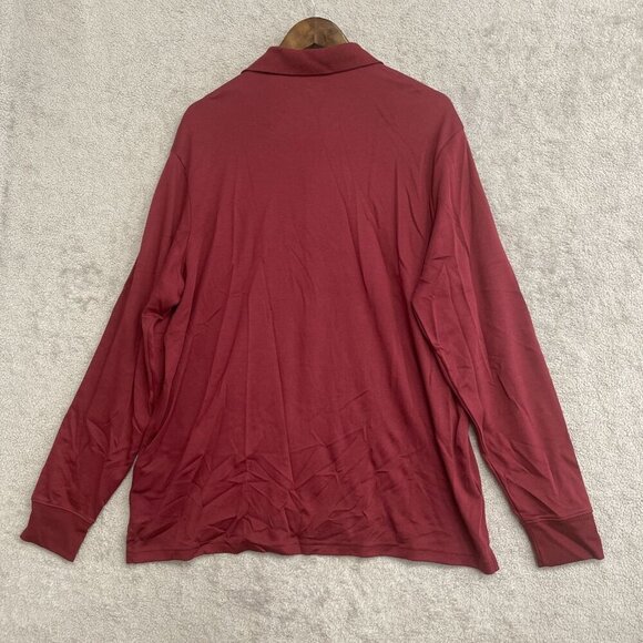 NWOT Lands' End Men's XL Traditional Fit Long-Sleeve Burgundy Polo Shirt - Picture 3 of 8